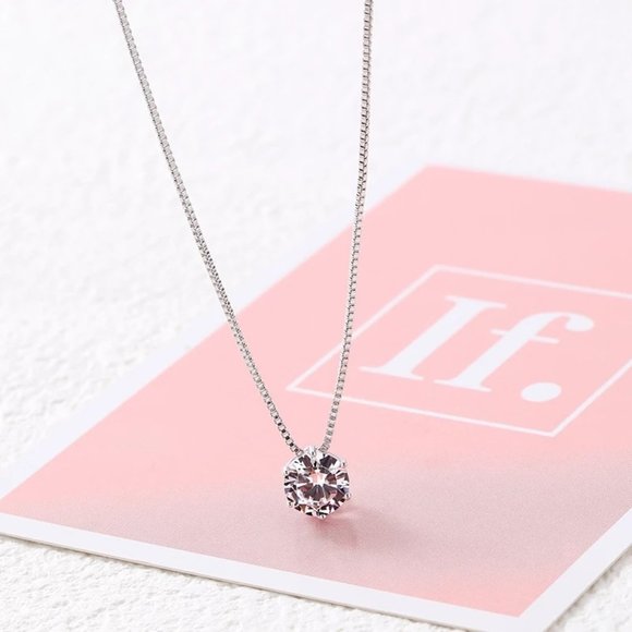 1ct. Round Cut Lab Diamond 14k Gold Sterling Silver Necklace - Picture 3 of 10